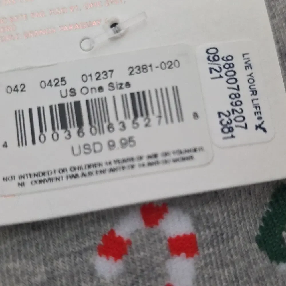 American Eagle Gray Angry Elf Holiday Crew Socks NWT One Size Unisex Christmas